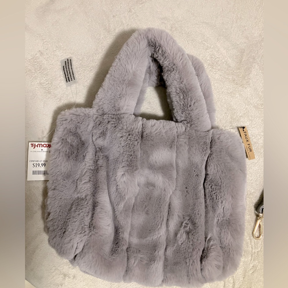 Free People Purple Faux Fur Purse